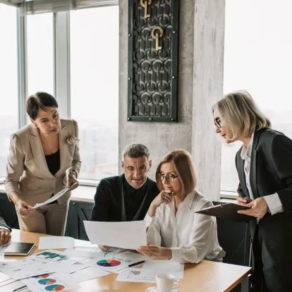 Business team reading a business plan