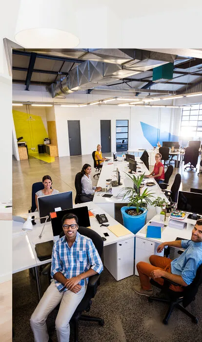 Business team collaborating in a modern office